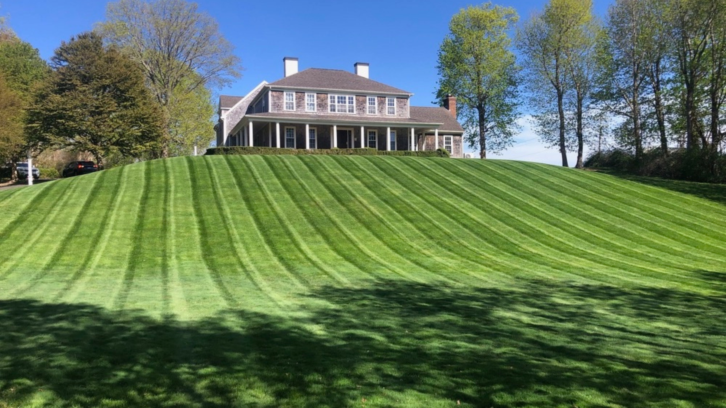 Aerial view of a large residential lawn